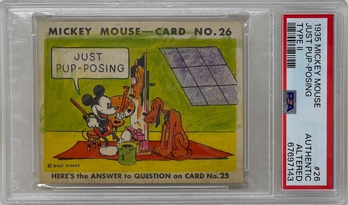 Tarjeta de goma de Mickey Mouse 1935 tipo II Just Pup-Posing #26 Walt Disney PSA auténtica - Imagen 1 de 2
