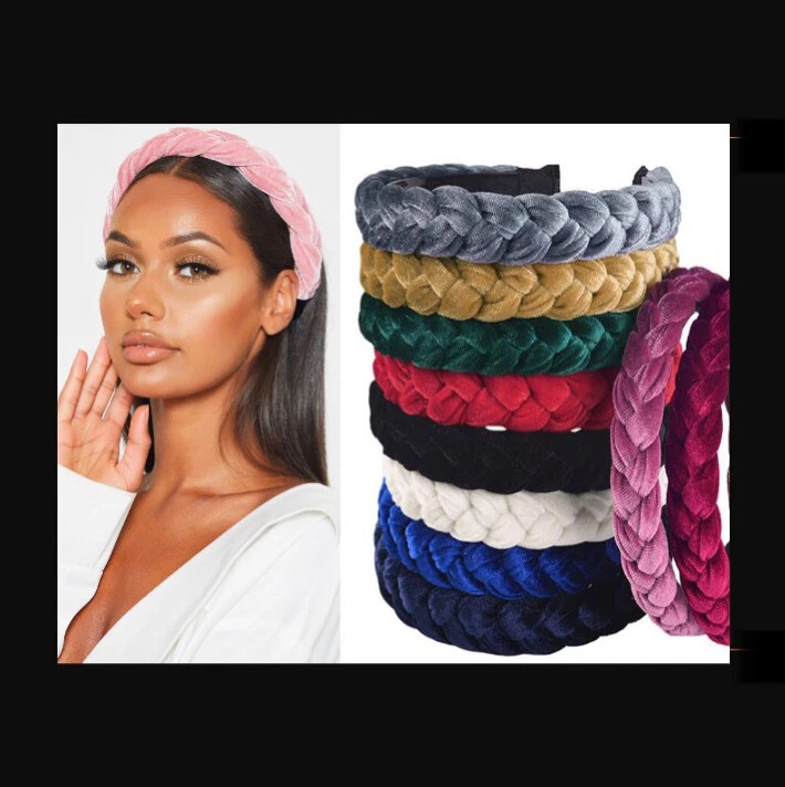 BOFUNX Damen Haarreifen Set - 4 Stück Geflochtene Samt Stirnbänder Für Oktoberfest