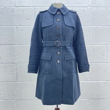 Ann Taylor Loft Green Cotton Double Breasted Belted Heavy Trench Coat Y2k Uk 12