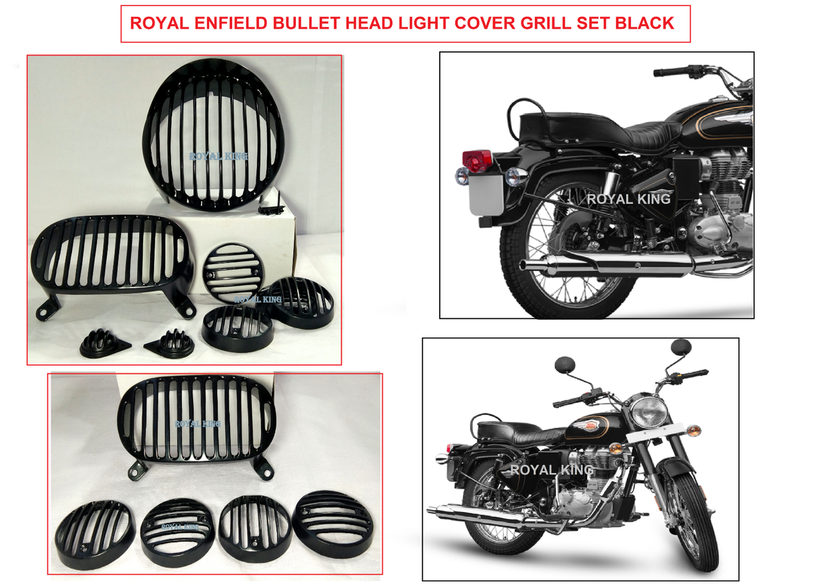 Black "Headlight Cover Grill Set Fit For Royal Enfield Bullet 500"