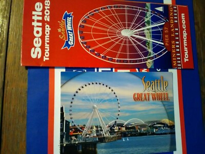 LOT OF 2 1. POST CARD GREAT WHEEL/SEATTLE 1) .TOURMAP 2018 PIER 57 SEATTLE WA.