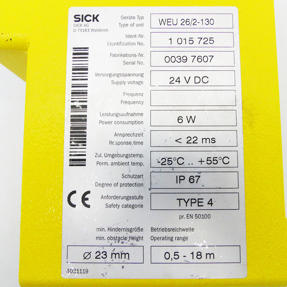 SICK WEU 26/2130 WEU26/2130 Safety Light Barrier 1 015 725 used eBay