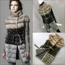 $18k Rare Brunello Cucinelli Women Mink Fur Long Jacket Gilet Coat Size 40 S Xs