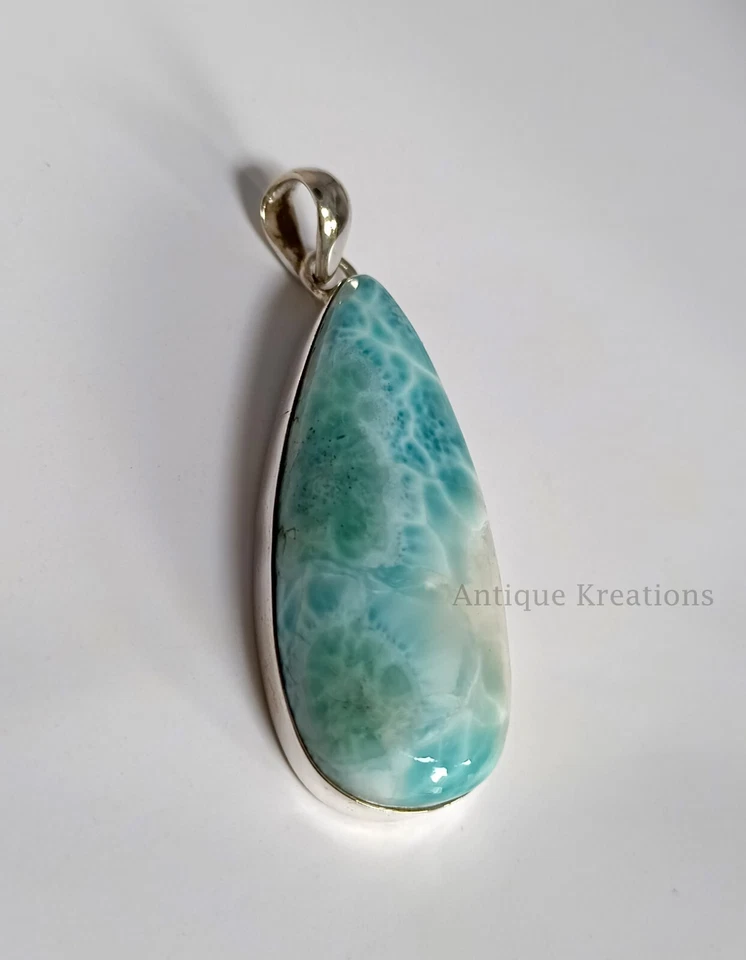 Ожерелье с подвеской из натурального ларимара — целебный кристалл, серебро 925 пробы - Изображение 3 из 4