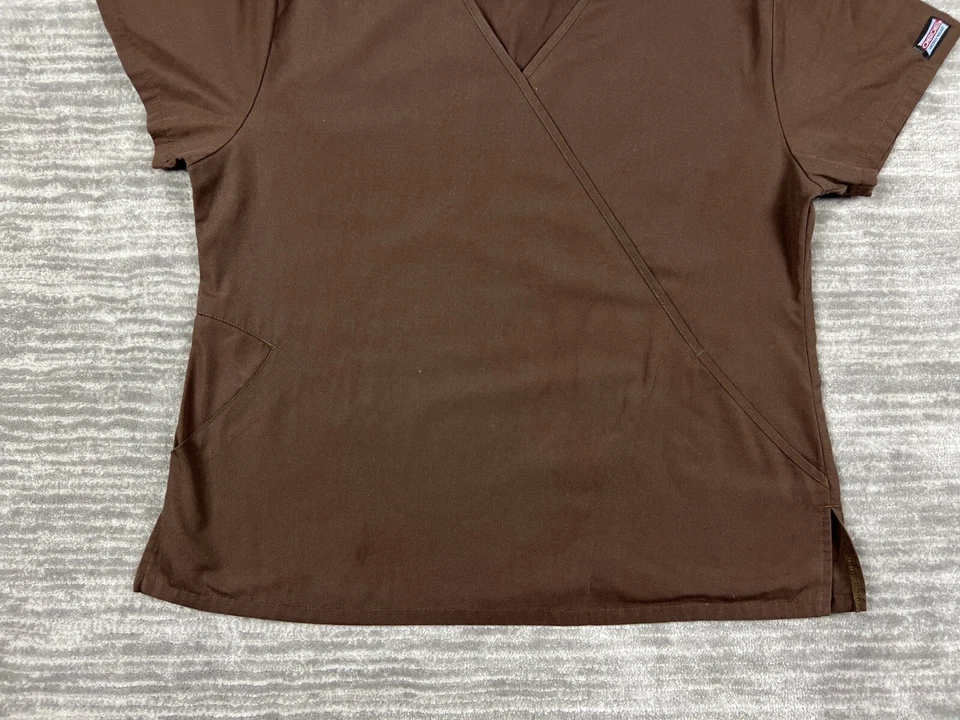 Cherokee Scrub Top Womens Medium Brown Short Sleeve Shirt 4880 - Image 3 of 4
