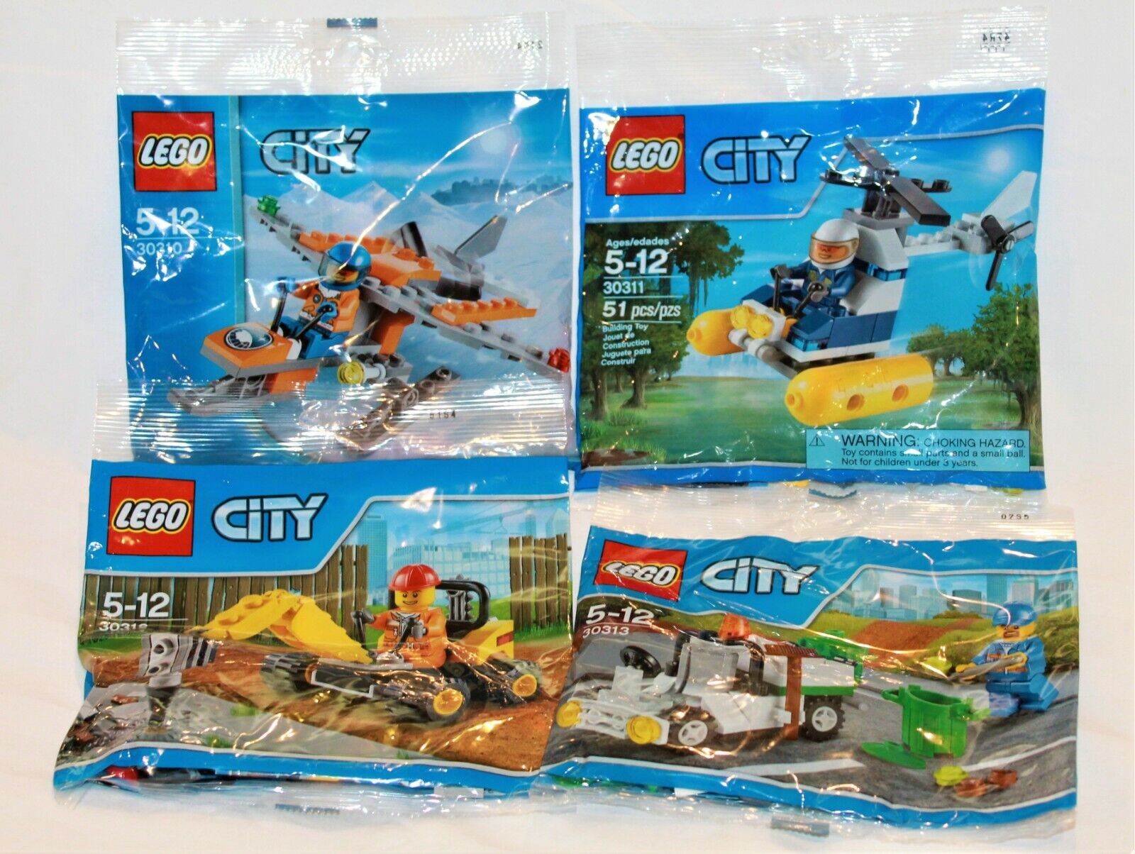 New Lego City Polybags 30310 30311 30312 30313 Set of 4 Retired 2014 Ages 5+ NOS