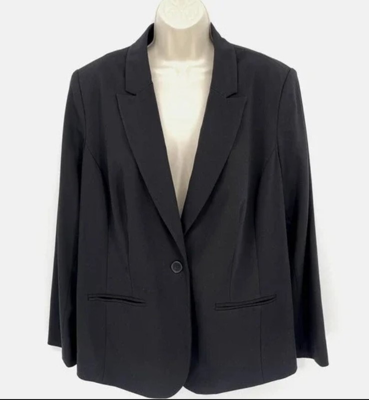 Liz Claiborne Womens Black Lined One Button Blazer Jacket  - Sz 16