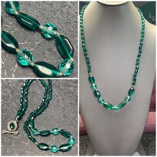 Vintage Aqua Sea Glass Color Glass Beaded Crystal 24