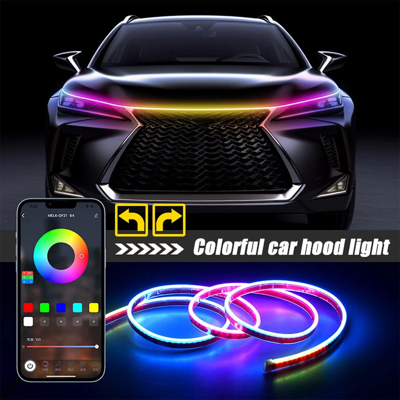 Tira de luces LED RGB para capó de coche luces de circulación diurna TuinLamp APP control remoto Foto 3 de 4