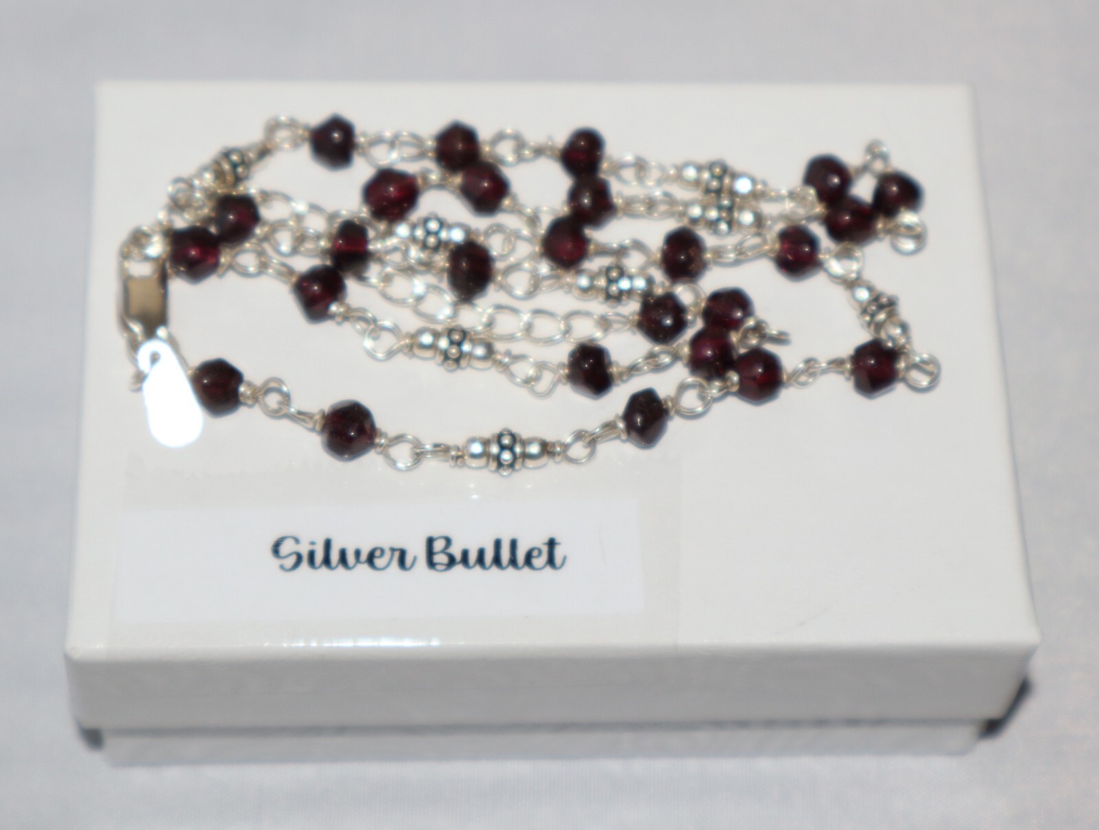 Silpada Sterling Silver Faceted Garnet Beaded Necklace N1053