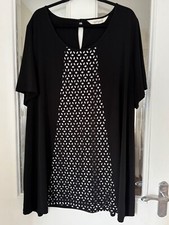 BRAND NEW VIRTUELLE BLACK & CREAM SCOOP NECK OVAL PATTERNED DRESS - SIZE XL (22)