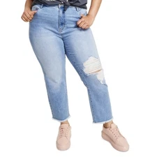 Celebrity Pink Women's High Rise Frayed Hem Straight Leg Jeans Santerno Size 18