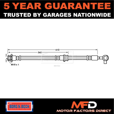 Fits X-Trail Koleos 1.6 2.0 dCi 2.5 Brake Hose Front Left Borg & Beck