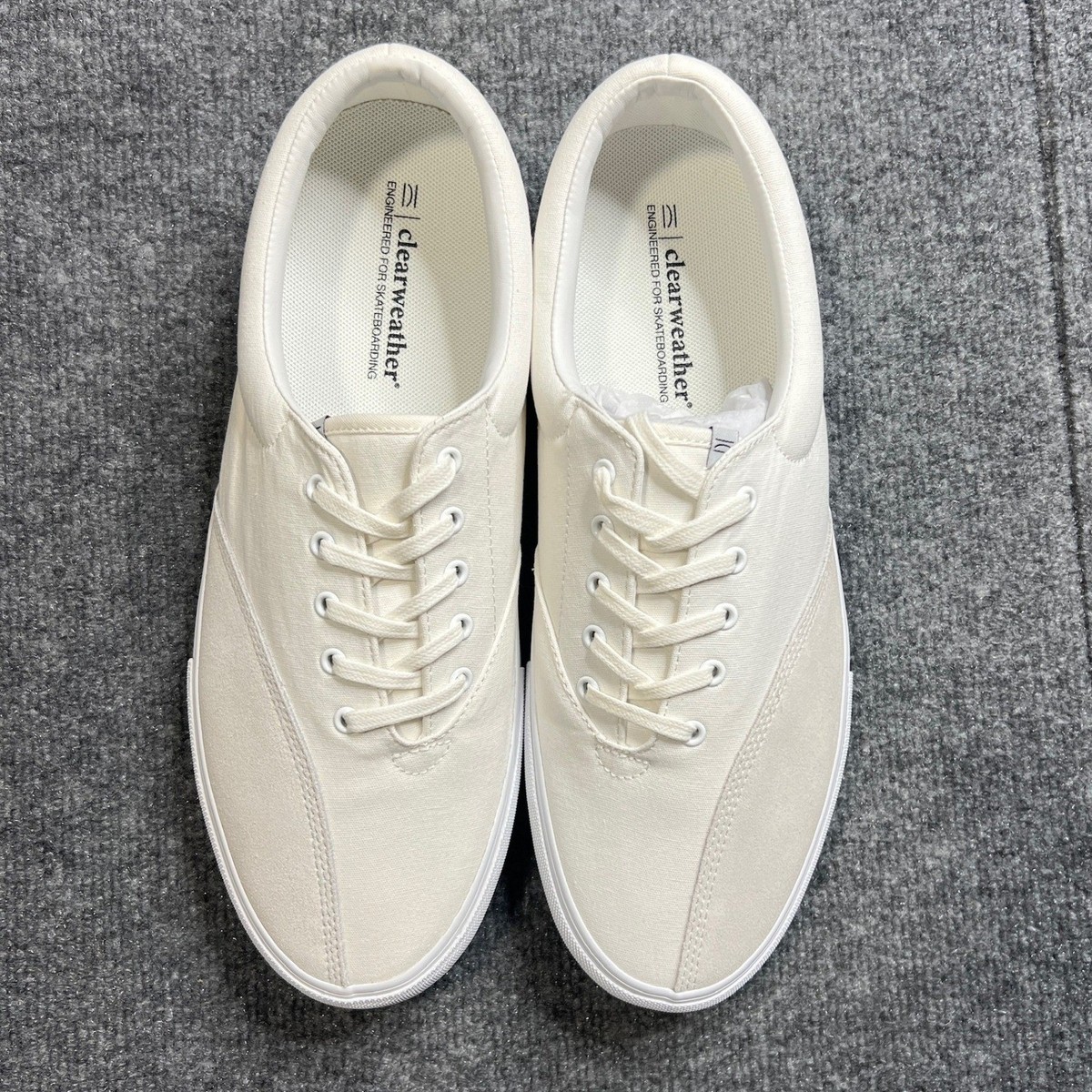 NIB Clearweather Donny Mens 13 Skate Shoes White Canvas Low 