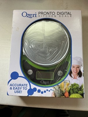 Ozeri Pronto Digital Kitchen Scale Silver Tare Auto Shut-Off Battery Round