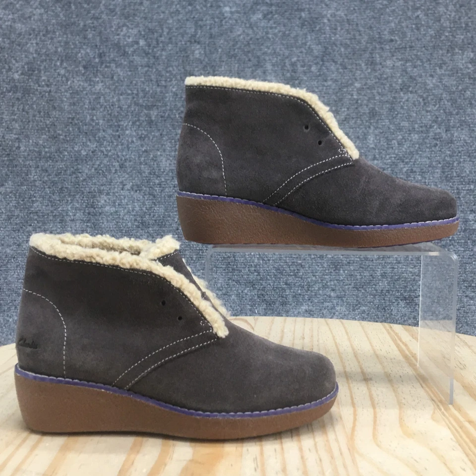 Clarks Boots Youth 13 Mellierose Chukka Gray Pull On Casual Comfort Wedge Heels - Image 2 of 4