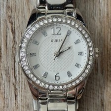 Guess Women's Silver Tone Rhinestone Watch Working