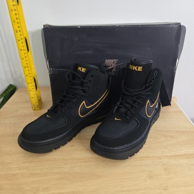 Nike Air Force 1 Boot Cordura 'Black Gold' Mens US 8  [DO6702-001 *great Preowne