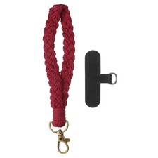 Boho Macrame Keychain Boho Wrist Keychain with T-shaped Pad, Red