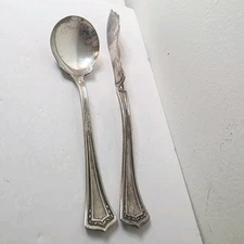Vtg WM A Rogers A1 Plus Triple Plate Sugar Spoon and Twisted Handle Butter Knife