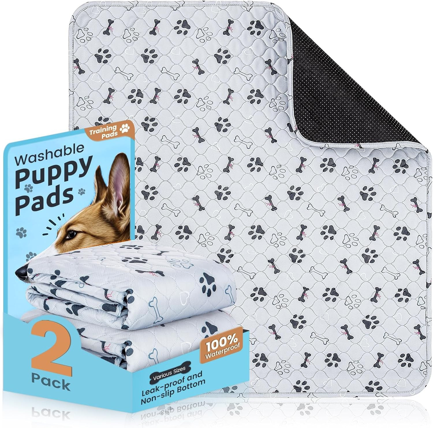 Set 2 Tappetini Igienici Cani Lavabili 90x100 | Alta Assorbenza Recinto