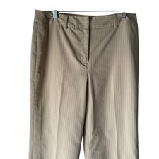 Ann Taylor Factory Y2k Womens Tan Pinstripe Wide Leg Dress Pants 8 Office Siren