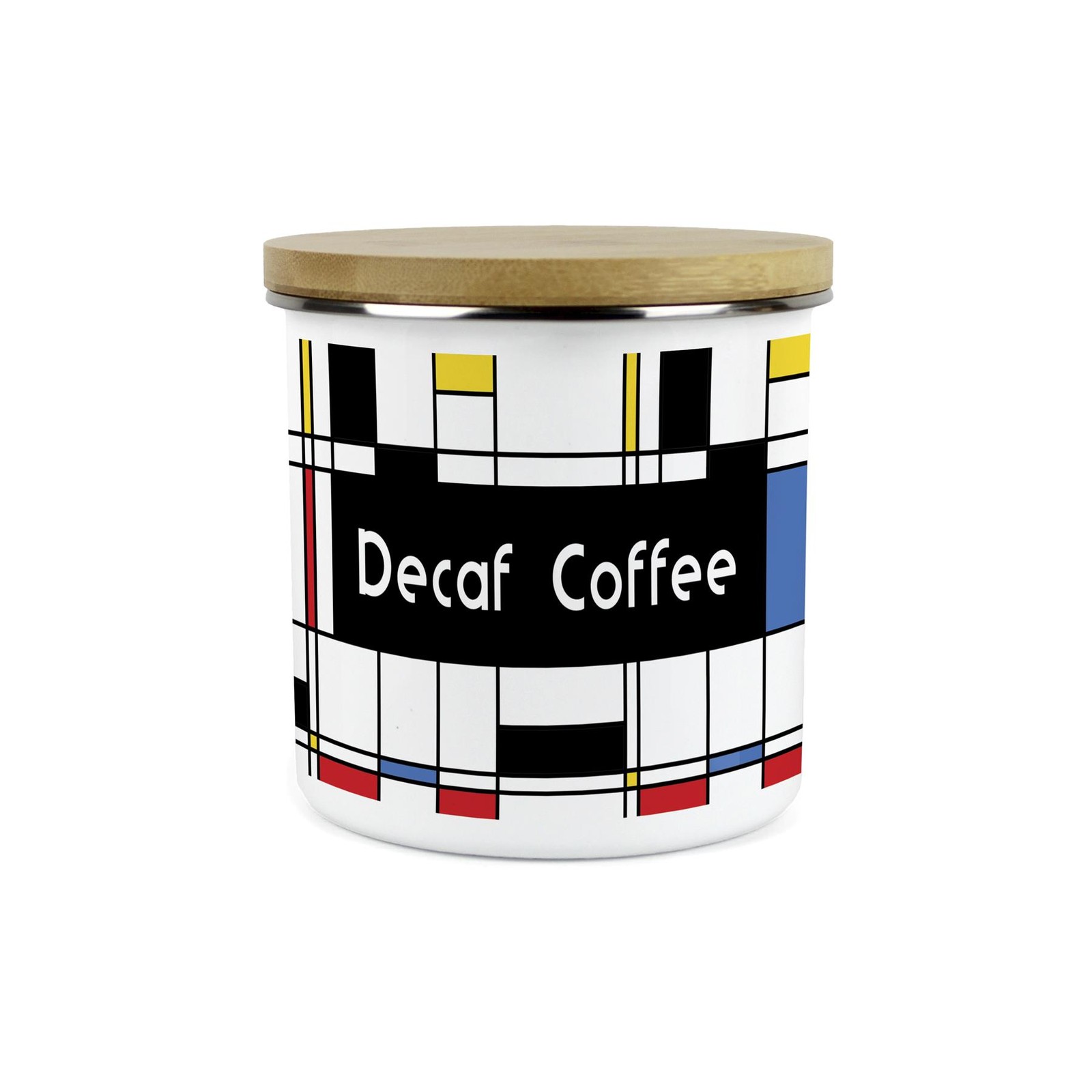 Retro Decaf Coffee Canister - Art Deco 1.2L X-Large Enamel Kitchen Storage Tin