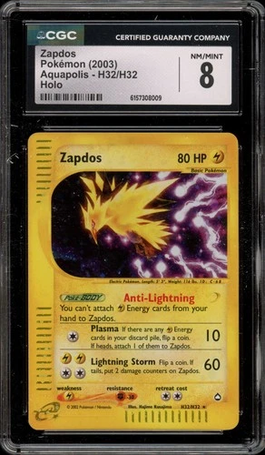 Pokemon Zapdos Aquapolis Holo Rare #H32 CGC 8