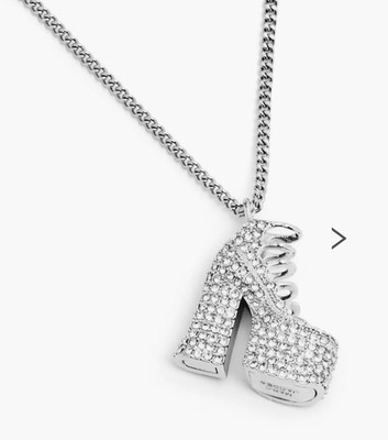 THE PAVE KIKI BOOT NECKLACE Marc Jacobs Silver Tone NWT