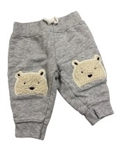 Carter's Light Gray Fleece Bear Knee Jogger Sweatpants 0-3M