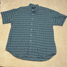 Ralph Lauren Blake Blue Plaid Short Sleeve Button Down 100 cotton Men's XL
