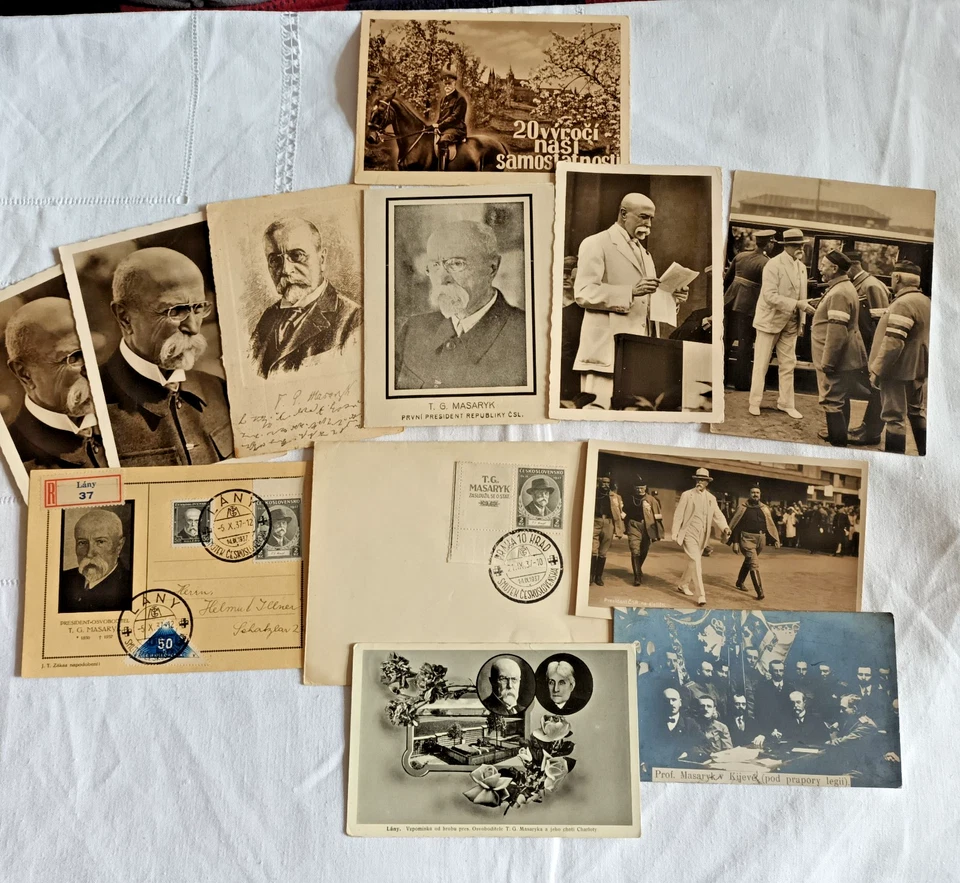 Lot Postkarten vor 1945 T.G. Masaryk Präsident Tschechoslowakei tlw.gelaufen - Bild 1 von 4