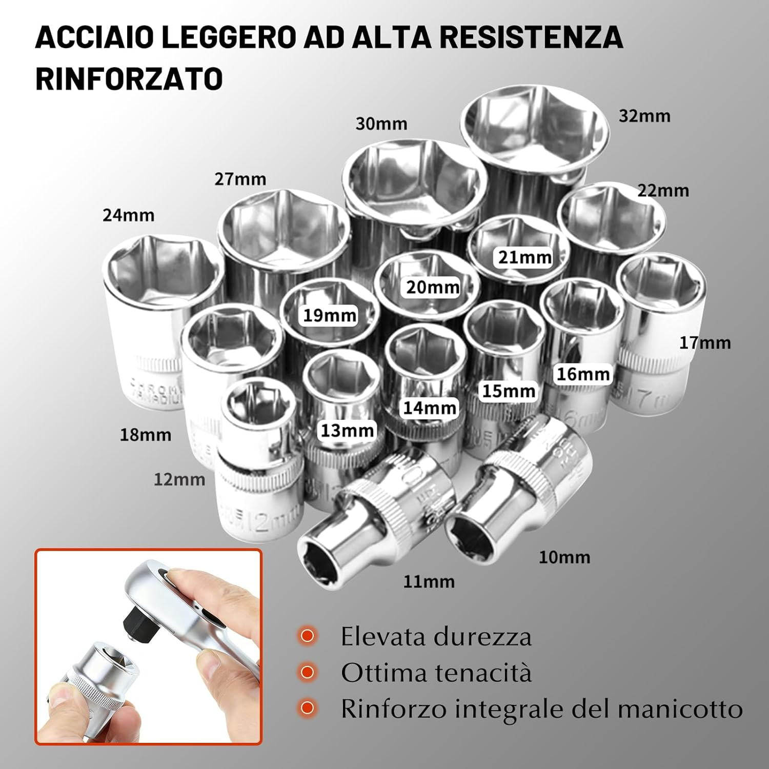 Set Utensili 108 Pezzi Professionale: Precisione e Forza in Acciaio Cr-V - 4