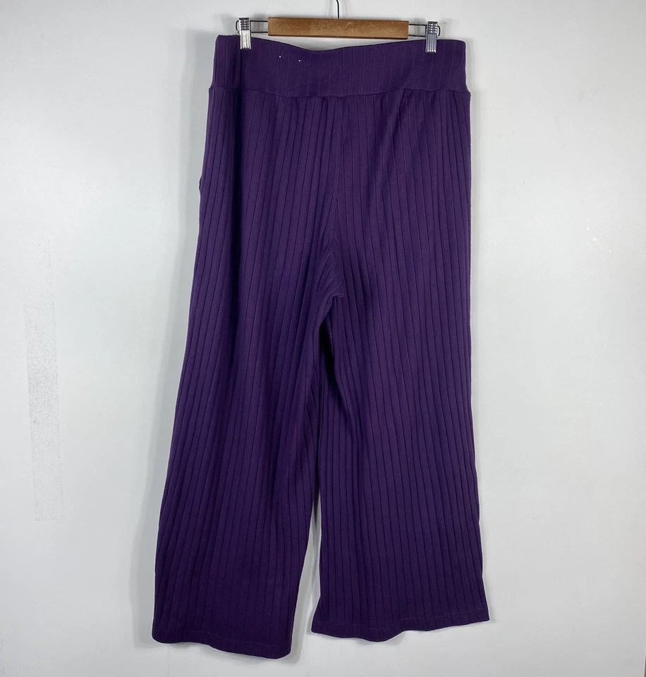 Pantalones deportivos Livi Lane Bryant talla 14 16 acanalados Hacci pierna ancha púrpura Foto 4 de 4