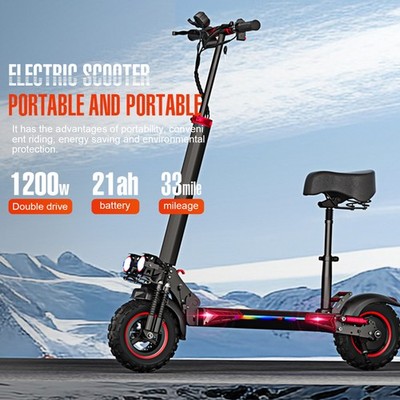 48V 1200W Electric Scooter 11''Off Road Fat Tires Fast Speed Foldable E ScooterNa