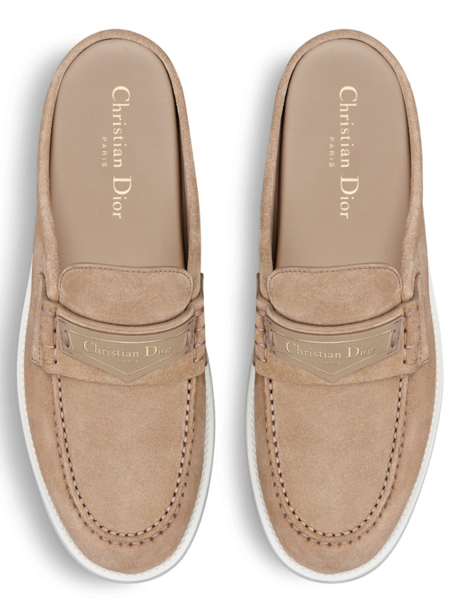 Dior Boy Mule Corde Beige Suede Leather Backless Slip On Logo