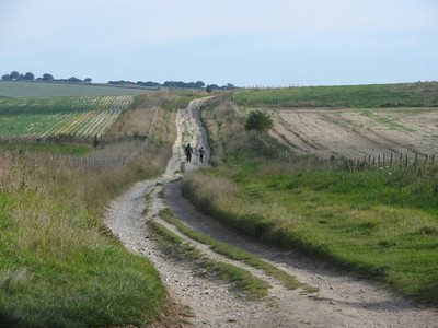 Foto A3 Wanderer auf dem Herepath Avebury\/SU1069 Vater und Sohn Einstellung um 2015