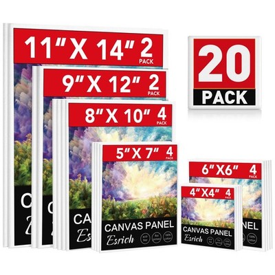 ESRICH Canvas Boards for Painting 20 Multi Pack Paint 11x14, White