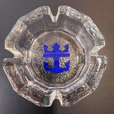 Royal Caribbean 4.5" Glass Ashtray Unisex Clear Excellent Vintage Nautical Logo
