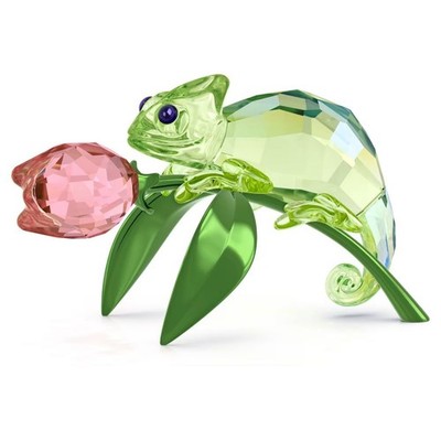 SWAROVSKI CRYSTAL CHAMALEON AND TULIP 5719811.NEW IN BOX.