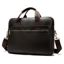 Vintage Men Laptop Briefcase Real Genuine Leather Satchel Messenger Shoulder Bag