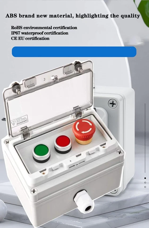 Durable Push Button Switch Box with Emergency Stop Function and IP67 Rating - Image 4 of 4