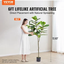 Artificial Fiddle Leaf Fig Tree, 6 FT, Secure PE Material & Anti-Tip Tilt Prote
