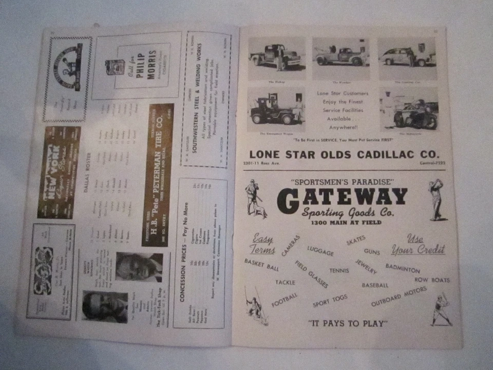 Programa oficial Dallas Rebels 1947 - buen estado - bañera AAA Foto 3 de 4