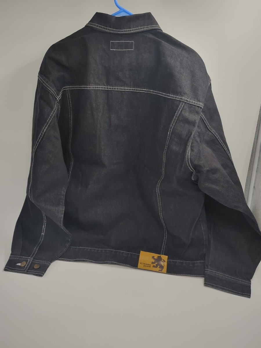PJ Mark Jacket Men Large Denim Black Jean Jacker USA Retro