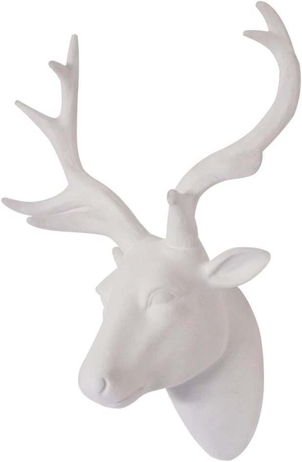 Elegant White Deer Head Wall Art - Modern Faux Furry Decor for Every Room - Image 3 of 4