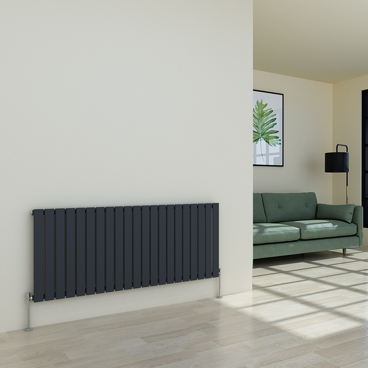 Horizontal Designer Radiator Flat Panel Modern Single Anthracite 600 x 1428mm