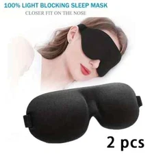 SLEEP MASK 3D CONTOUR: 100% BLOCKS LIGHT, Great Night Sleep- 2PACK  SET