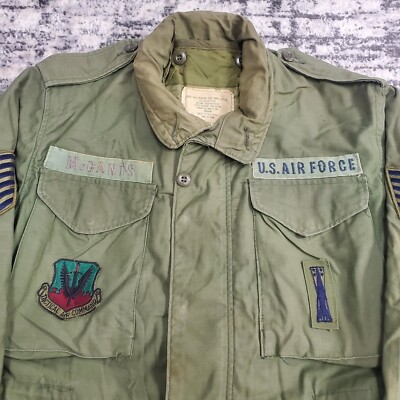 Vtg 70s Vietnam Era USAF M-65 Field Coat OG 107 Cold Weather Liner 