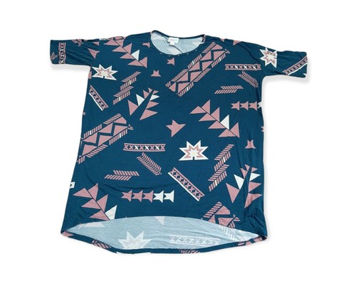 LulaRoe Small Women's Multicolor Stars /X's Print Blouse Back Longer Pre-Owned - Picture 5 of 6